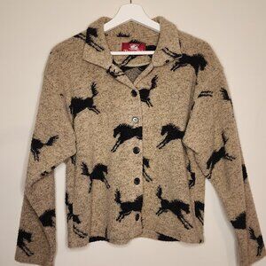 VTG True Grit Horse Fleece Jacket Equestrian Cowgirl Western